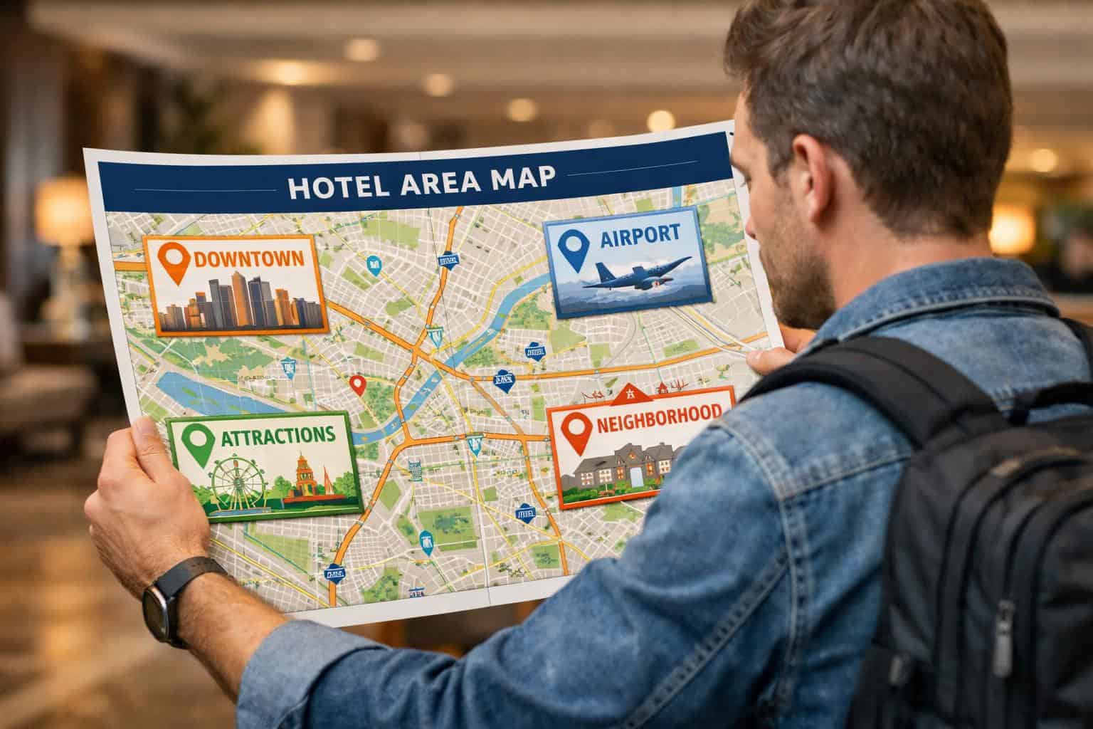 Traveler comparing hotel locations to find a cheaper hotel stay