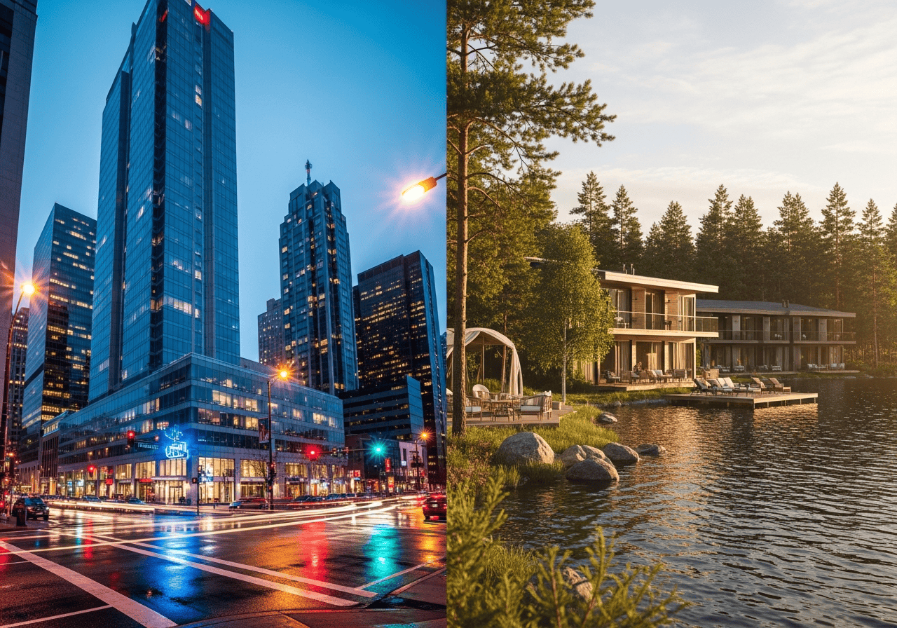 Comparing city center hotels and hotels outside the city center