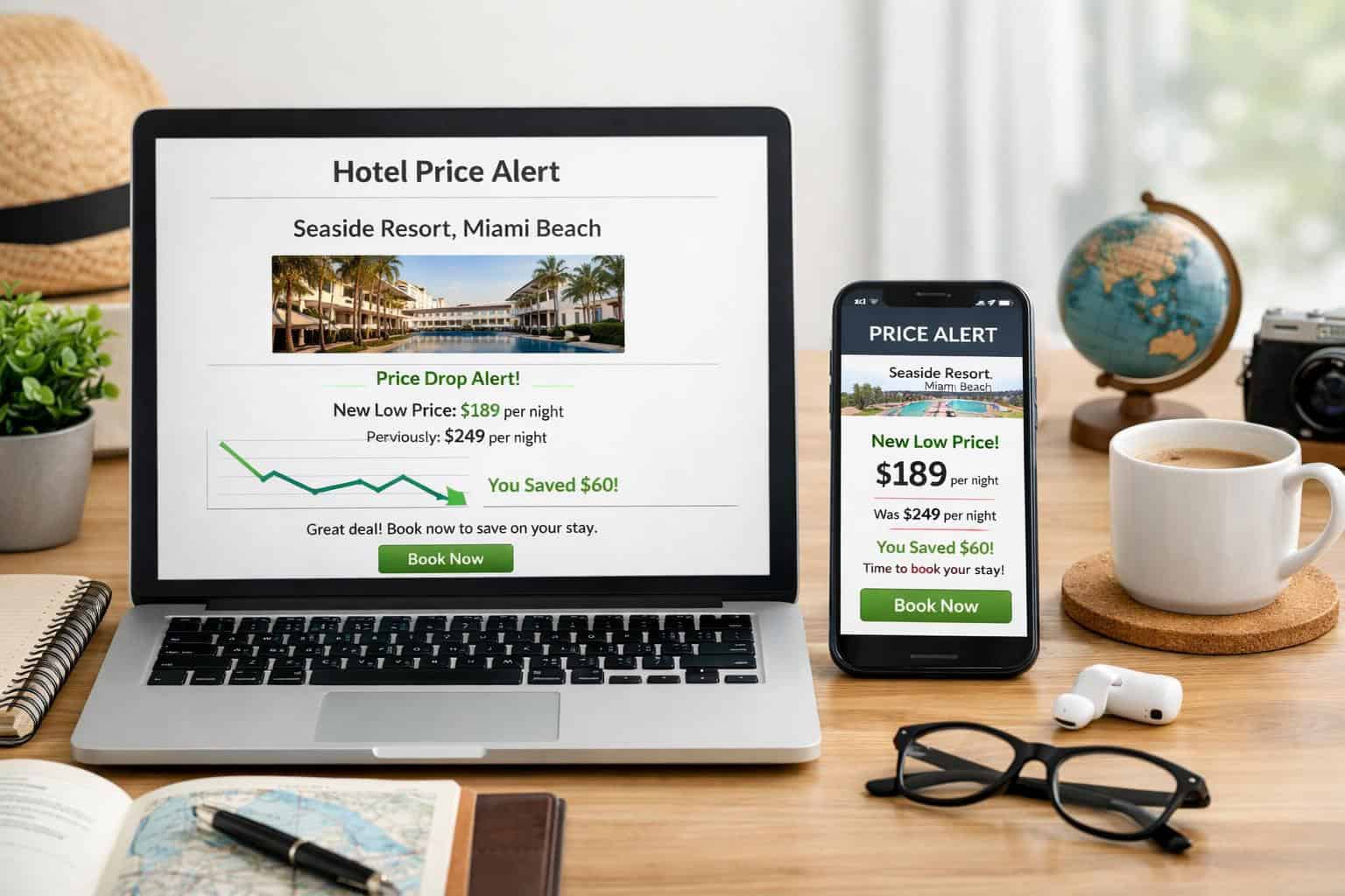 Tracking hotel price drops before a trip